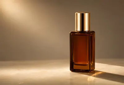 Luxury Amber Cosmetic Bottle with Gold Cap