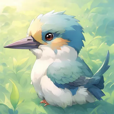Cute Blue Bird Cartoon Illustration (AI-generated)