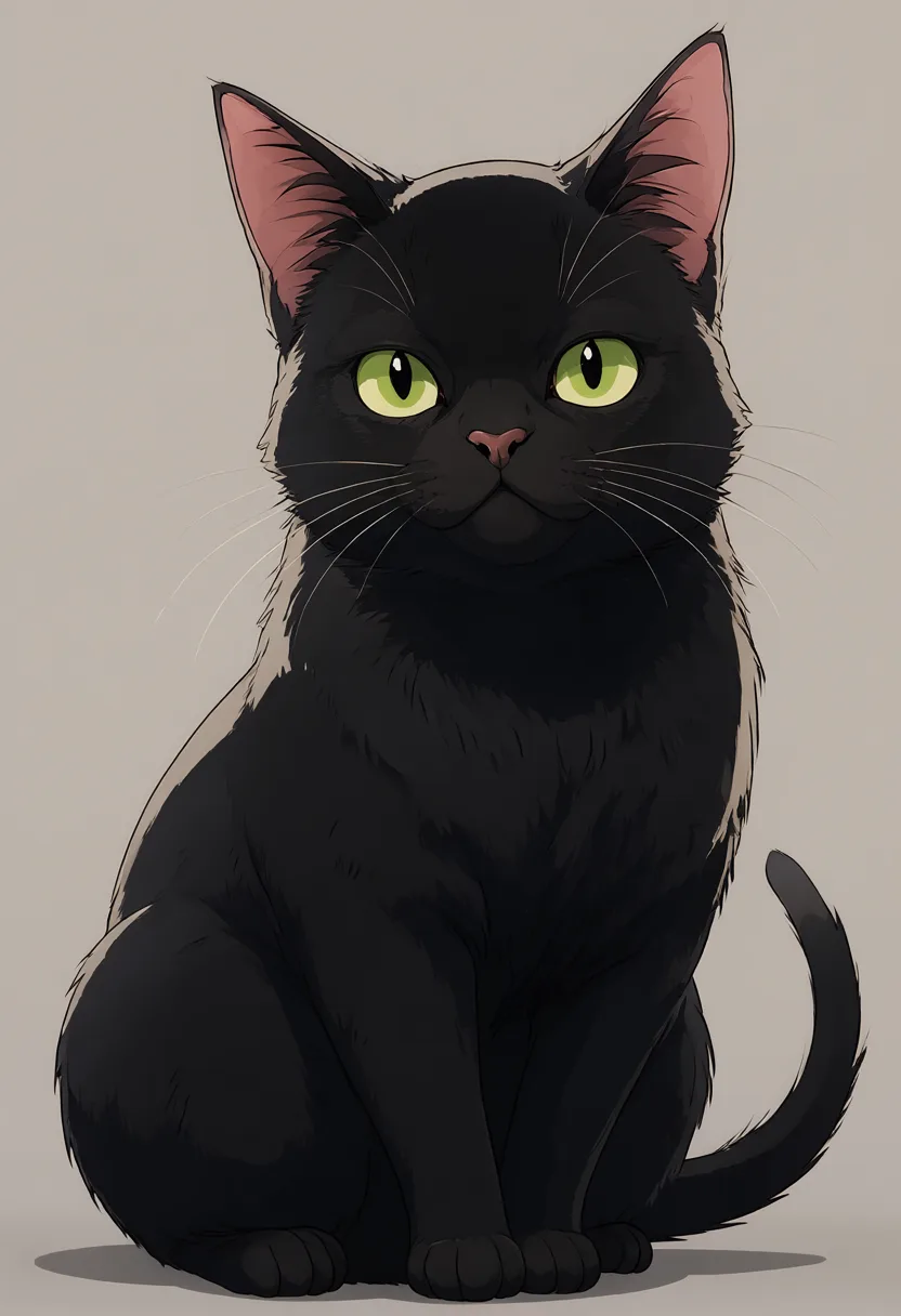 Black Cat with Bright Green Eyes