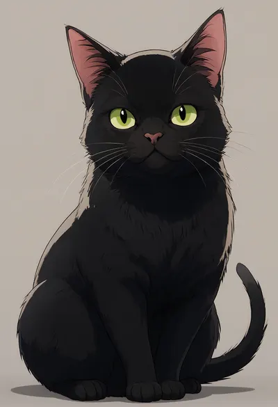 Black Cat with Bright Green Eyes (AI-generated)