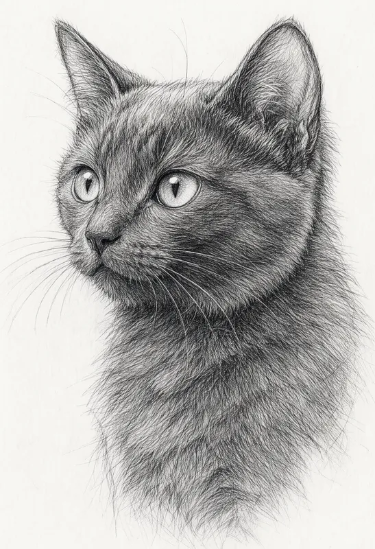 ภาพวาดดินสอแมวเหมือนจริง