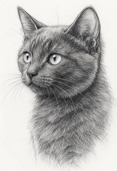 ภาพวาดดินสอแมวเหมือนจริง (สร้างด้วย AI)
