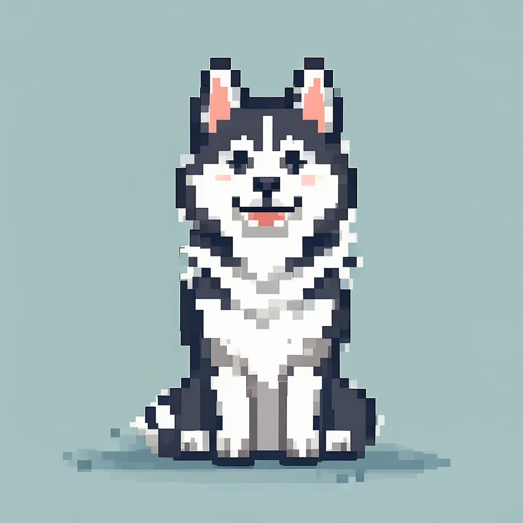 Cute Husky Pixel Art Character
