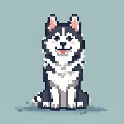 Cute Husky Pixel Art Character (AI-generated)