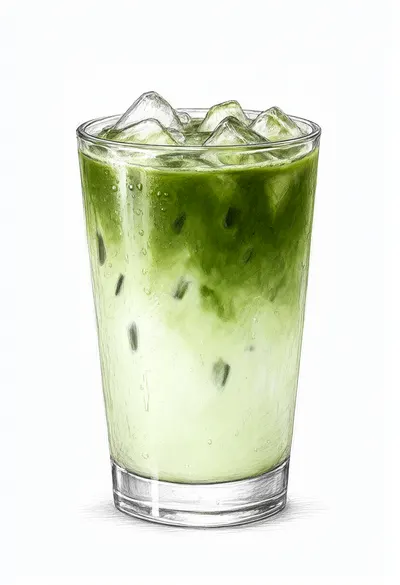 Iced Matcha Latte in a Clear Glass 1 (AI-generated)