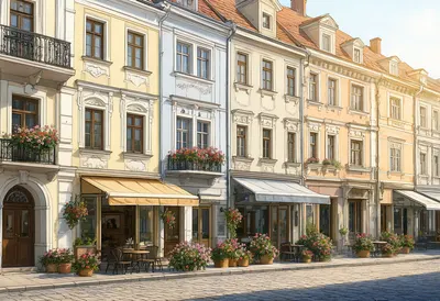 Charming European Old Town Street (AI-generated)