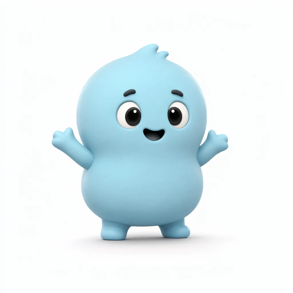 Cute Pastel Blue 3D Clay Character