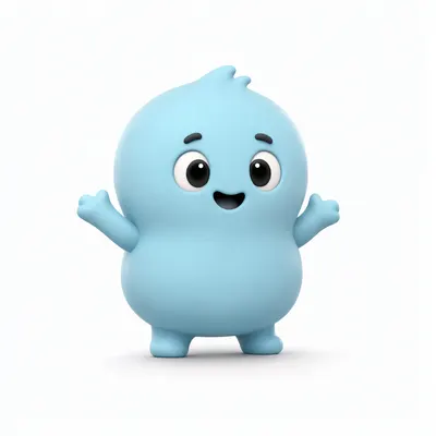 Cute Pastel Blue 3D Clay Character (AI-generated)