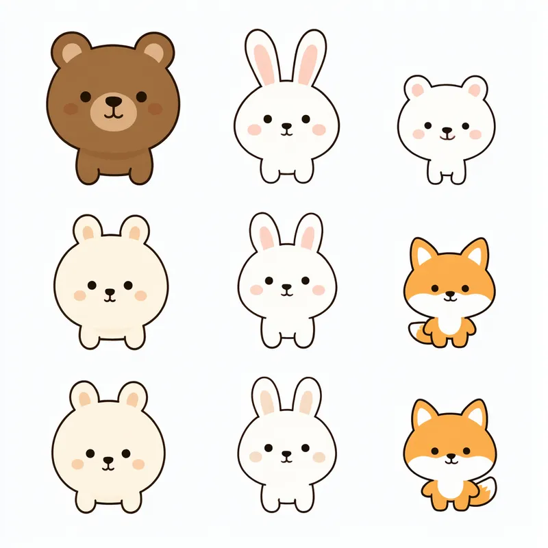 คอลเลกชันตัวละครสัตว์การ์ตูนน่ารัก