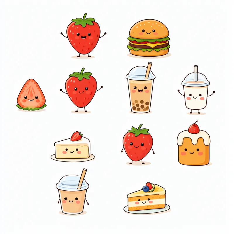 คอลเลกชันตัวละครอาหารการ์ตูนน่ารัก