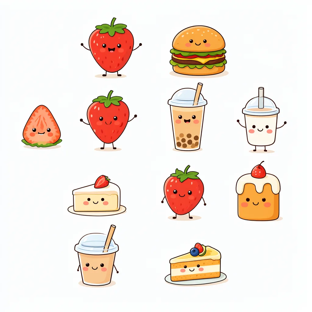 คอลเลกชันตัวละครอาหารการ์ตูนน่ารัก