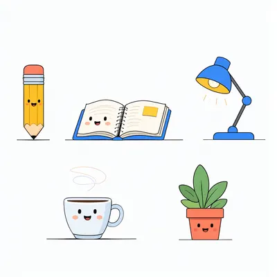 Cute Cartoon Everyday Objects Set (AI-generated)