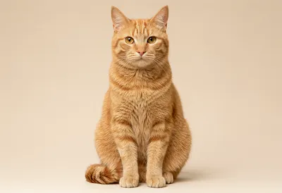 Orange Tabby Cat Portrait on a Beige Background (AI-generated)