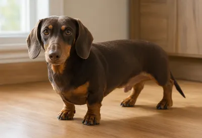 Chocolate and Tan Dachshund Indoors (AI-generated)