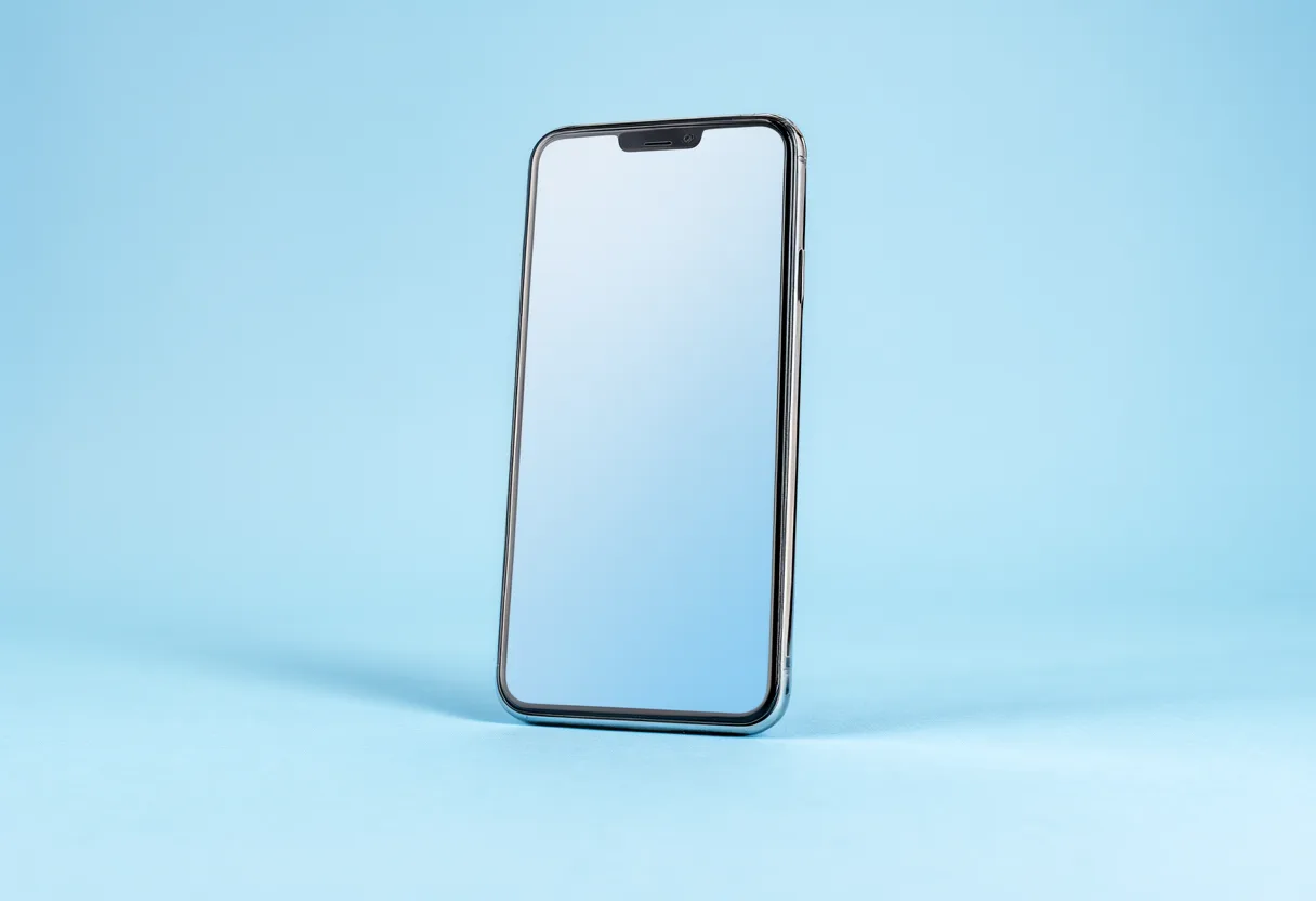 A modern smartphone on a pastel studio (AI-generated)