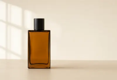 Minimal Amber Perfume Bottle with Black Cap