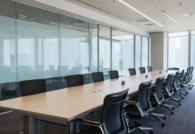 Modern Corporate Conference Room with Long Meeting Table (AI-generated)