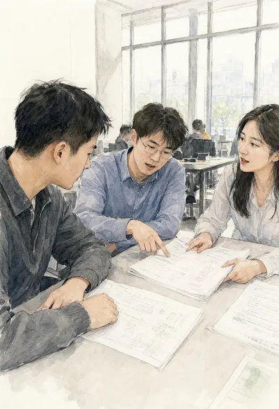 University Students Reviewing Coursework Together (AI-generated)