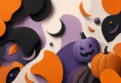 3D Abstract Halloween Pumpkin Background (AI-generated)
