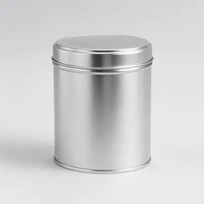 Plain Round Silver Tin Packaging Mockup