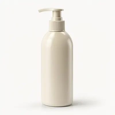 Blank Beige Rounded Pump Bottle Mockup