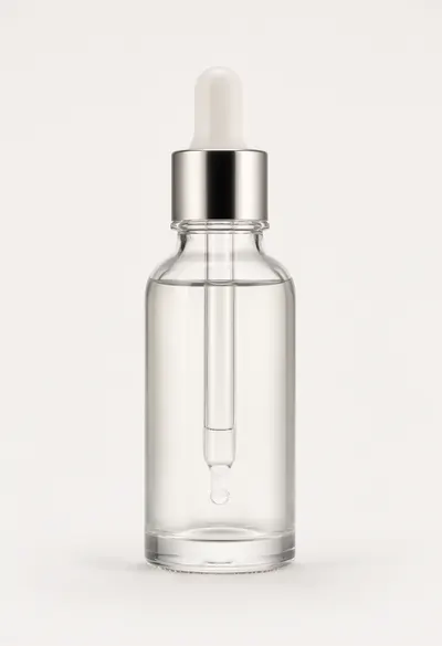Minimal Clear Glass Dropper Bottle Front View