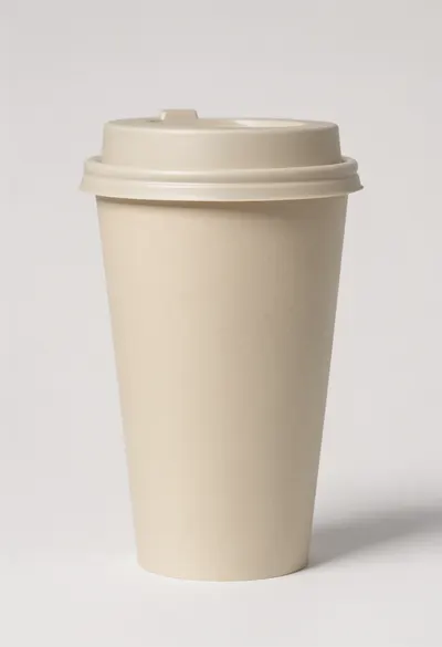 Blank Beige Paper Coffee Cup Front View