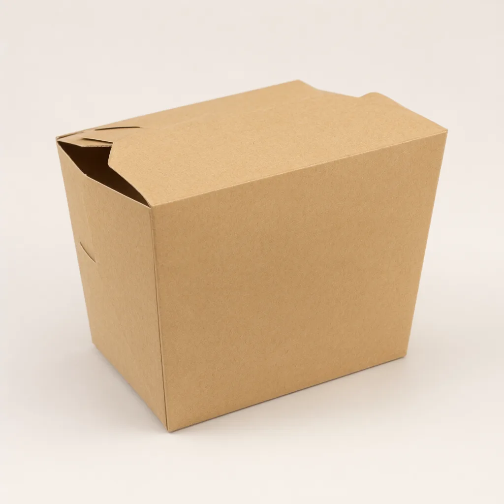 Plain brown kraft cardboard box on a neutral background. (AI-generated)