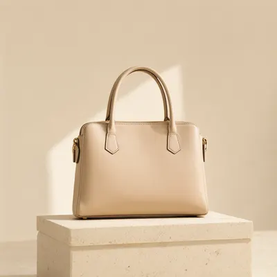 Minimal Beige Handbag with Soft Sunlight