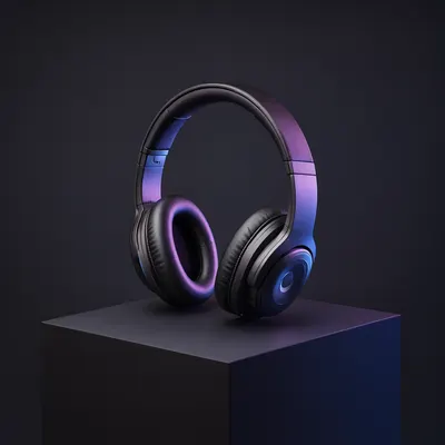 Modern Wireless Headphones in a Dark Studio