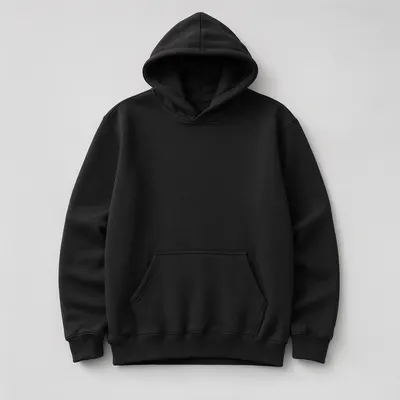 Plain Black Hoodie Sweatshirt Front View