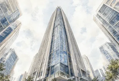 Modern Glass Skyscraper Viewed from Below (AI-generated)