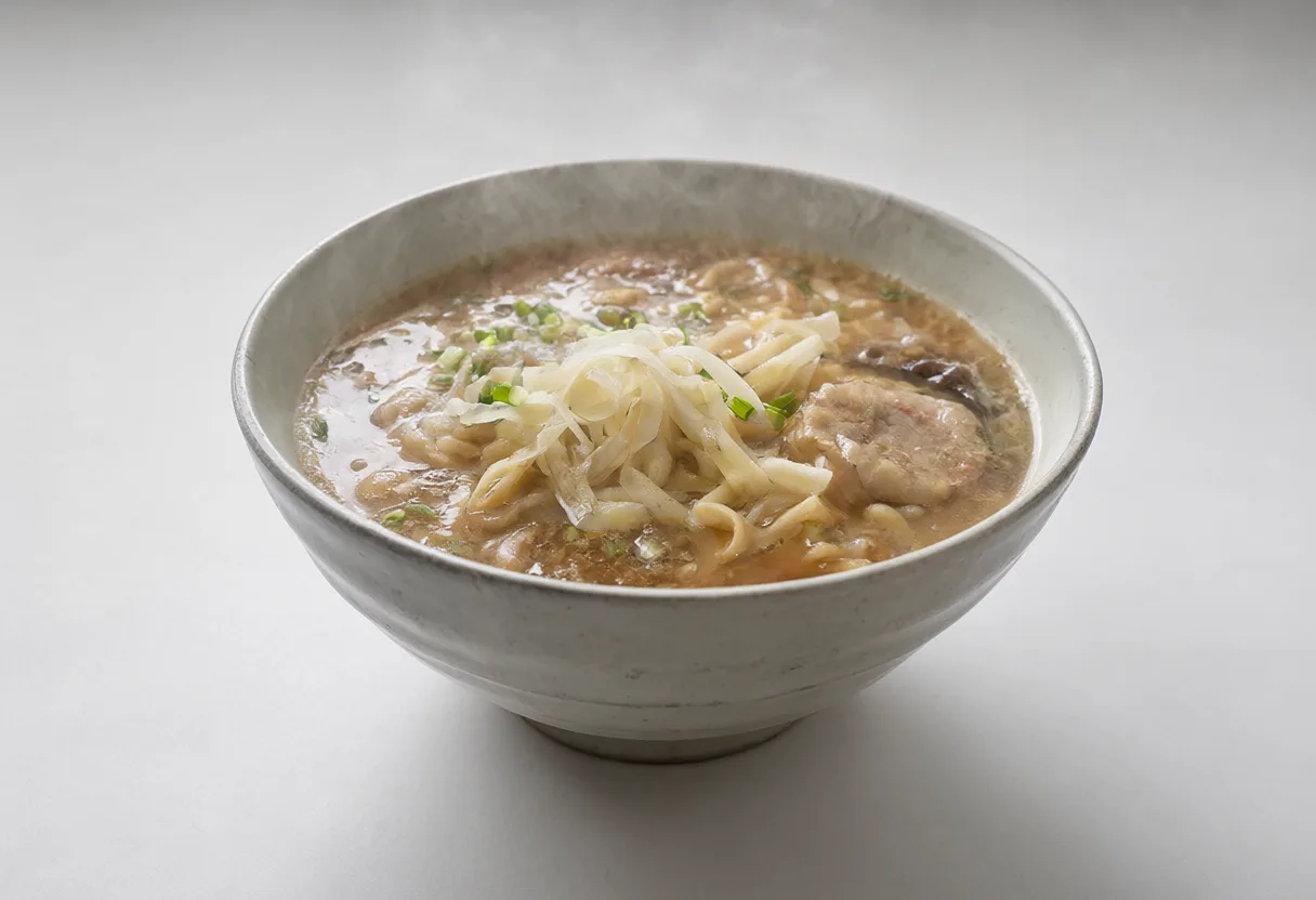 Steaming bowl of ramen under soft studio lighting (AI-generated)
