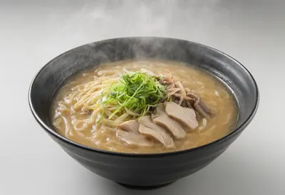 Japanese Ramen Bowl in Warm Studio Light (AI-generated)