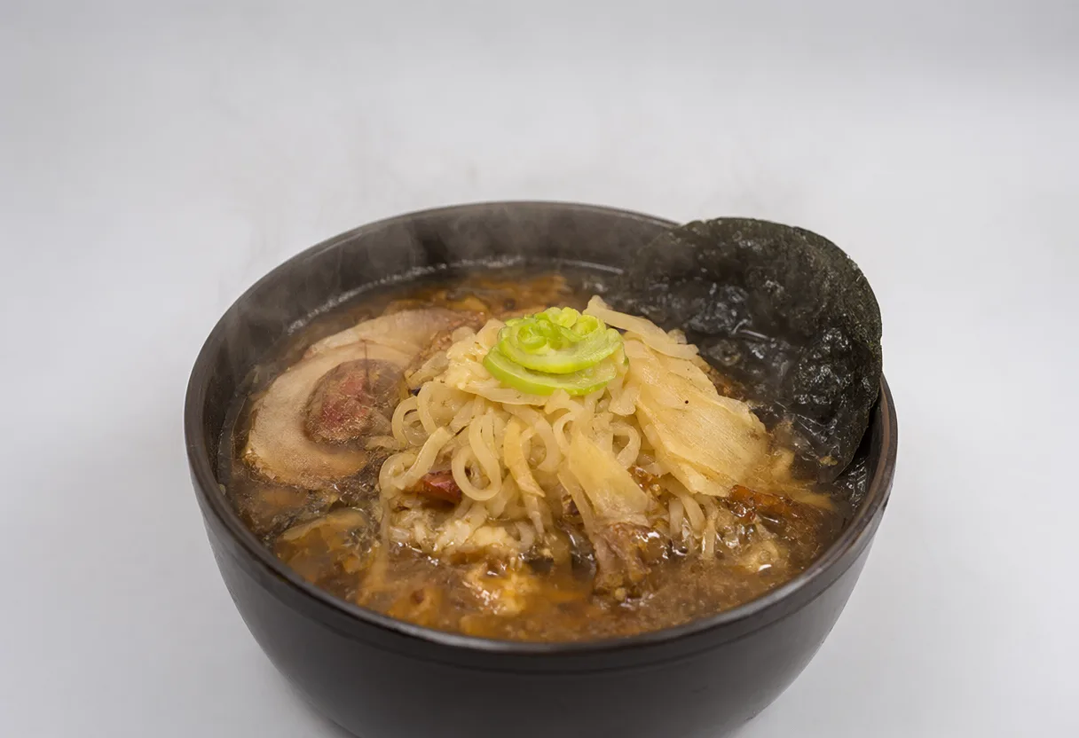 Minimalist studio photo of a ramen bowl (AI-generated)