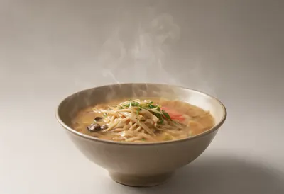 Appetizing Ramen Bowl on a Neutral Backdrop (AI-generated)
