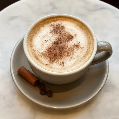 Cappuccino with Cocoa Dust in a Wide Cup (AI-generated)