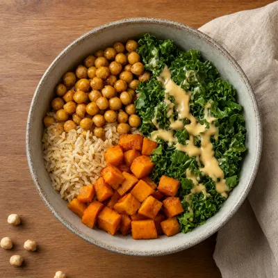 Buddha Bowl with Chickpeas and Tahini (AI-generated)