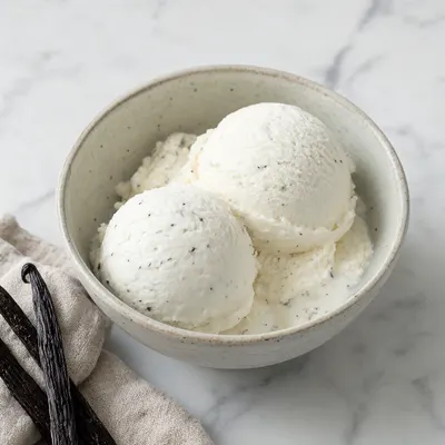 Vanilla Ice Cream in a Ceramic Bowl (AI-generated)