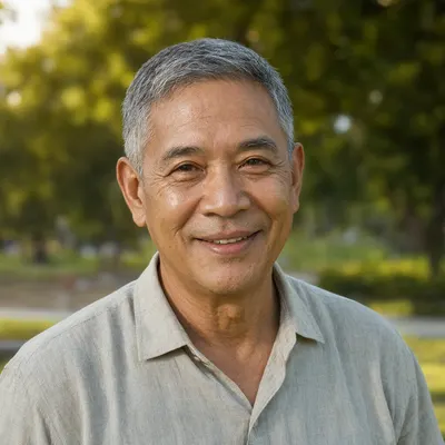 Friendly Senior Man Smiling Outdoors (AI-generated)