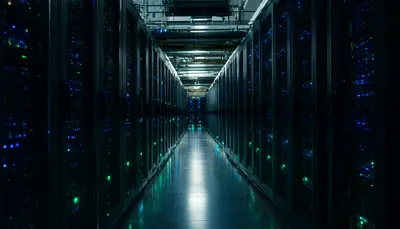 Modern Data Center Server Aisle (AI-generated)