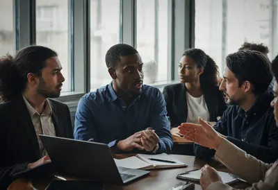 Diverse Team Meeting in a Modern Office (AI-generated)