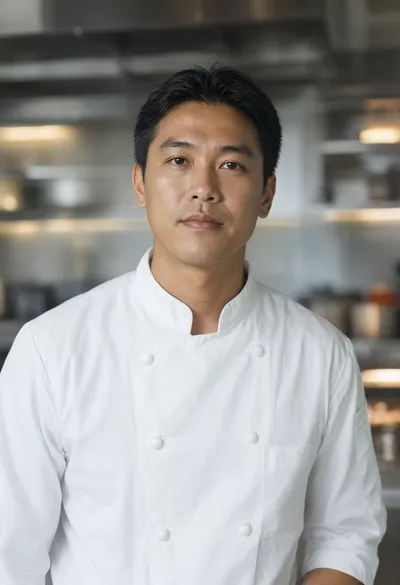 Professional Chef Portrait in a Modern Kitchen (AI-generated)