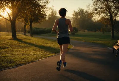 Jogger Running at Sunrise in a Park (AI-generated)