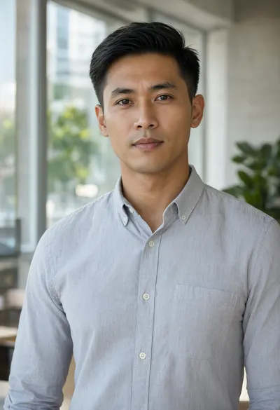 Confident Startup Founder Portrait in a Coworking Space (AI-generated)