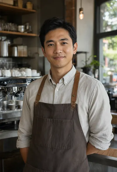 Friendly Barista Behind a Café Counter (AI-generated)