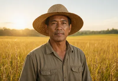 Farmer Portrait in a Golden Field (AI-generated)