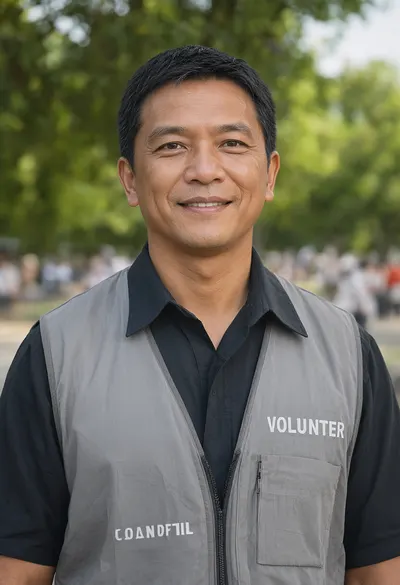 ภาพพอร์ตเทรตอาสาสมัครสุดเป็นมิตรในสวนชุมชน (สร้างด้วย AI)