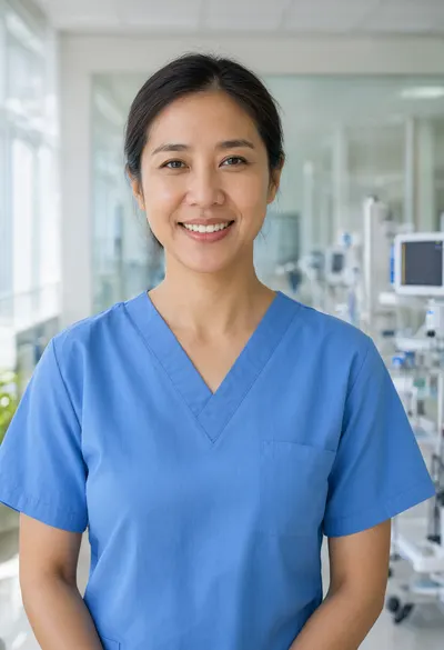 Friendly Nurse Portrait in a Modern Hospital (AI-generated)
