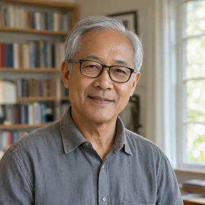 Friendly Senior Man Portrait with Glasses (AI-generated)